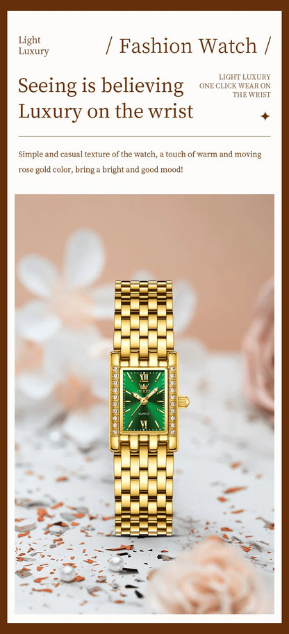 OLEVS 3700 Elegant Original Women Watches Quartz Watch Diamond Watch For Woman Square Watch Ladies Gifts New Reloj Mujer