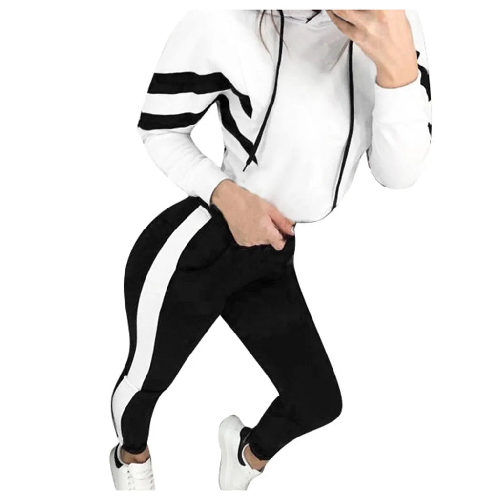 Fashion Hot Sale Women's Hoodie Navel Sweater Set Two-piece Set