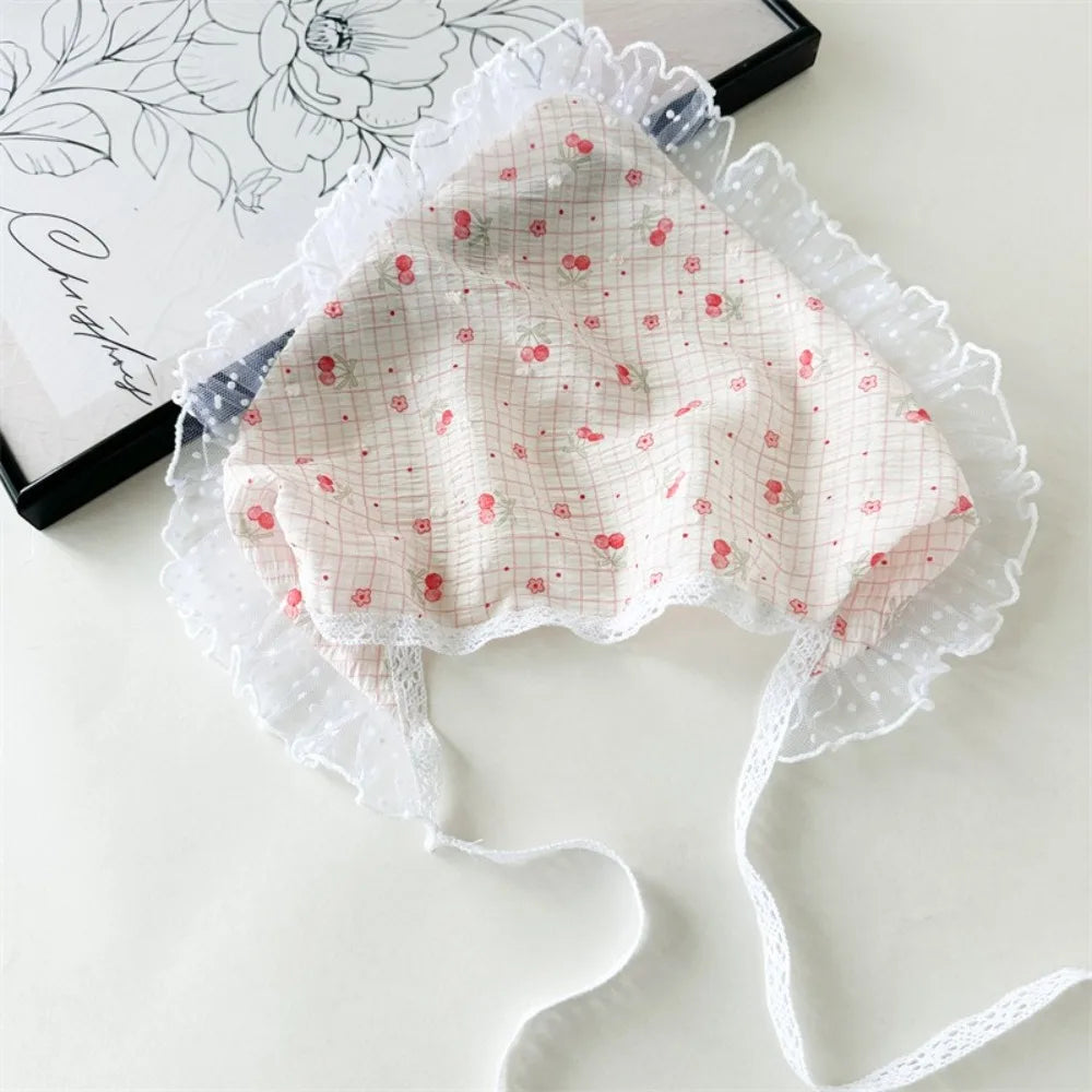 French Pastoral Style Triangle Triangle Headband Fiber Handmade Flower Headscarf Flower Lace Turban Hair Accessories Beach