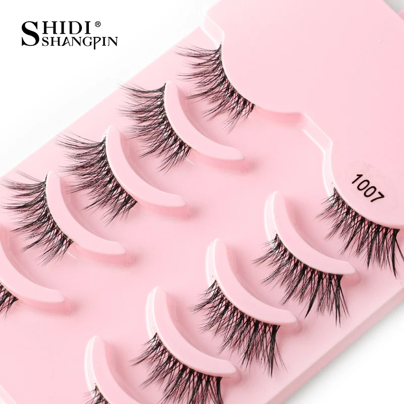 SHIDISHANGPIN 5/10Pairs False Lashes Cat Eye Eyelashes Eyelash Extension 3D Mink Half Lashes Natural Makeup faux Cils maquiagem