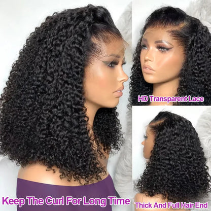 Short Bob Deep Wave Lace Frontal Wig PrePlucked 13x4 13x6 Lace Front Wig Peruvian Curly Human Hair Bob Wigs For Women and Girls Badiee Stylez
