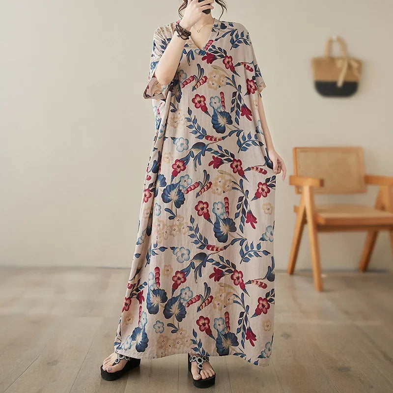 Summer Dress for Women Clothing Long Dress Fashion Clothes Cotton Vintage Harajuku Elegant Streetwear Maxi Beach Dresses H One Size