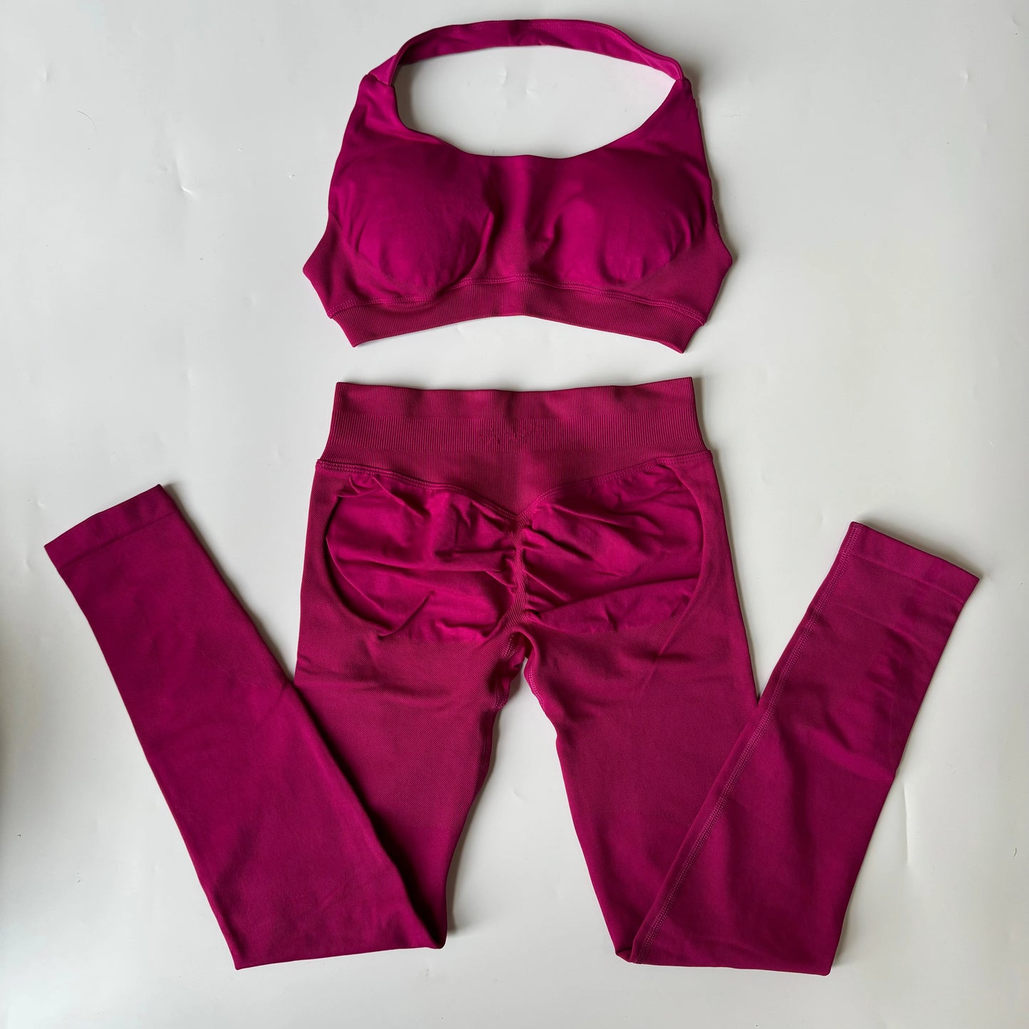 No Logo Yoga Legging Sets for Women Seamless Yoga Set Scrunch Butt Legging Set Workout Gym Suit with Halter Crop Top Badiee Stylez