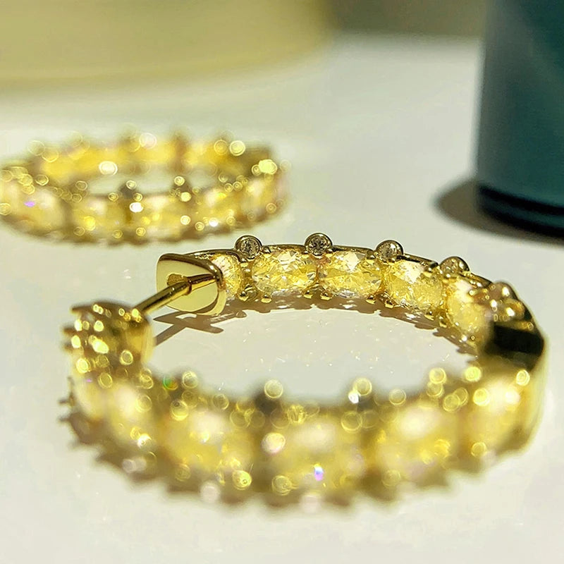 Huitan Luxury Trendy Pink/Green/Blue/Yellow CZ Hoop Earrings for Women Silver Color/Gold Color Hot Trendy Girls Jewelry Dropship