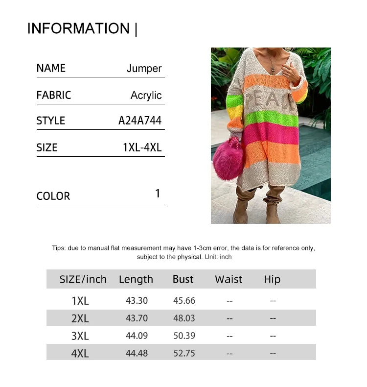 Plus Size Women's Plus Size Colour Block Simple Daily Wear Long Sleeve Sweater Dress Best Choice for Autumn and Winter