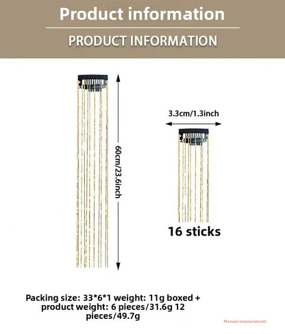 6-Piece Set BB Clip Tinsel Hair Metal Laser Gold Thread PET Laser Thread Highlighting Cross-Border Hair Accessories