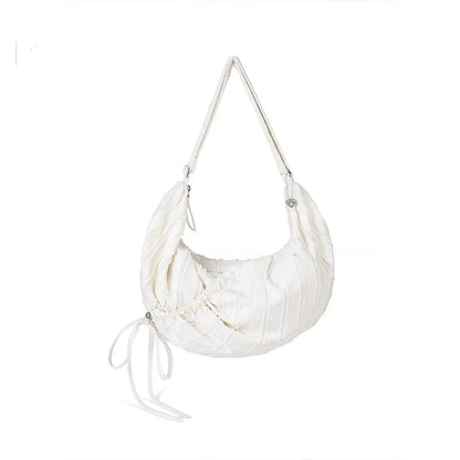 Casual Large Capaci Canvas Tote Bag Dstring Single oulder Folded Woven Handle Quali Crossbody Bag Faionable Trendy White style