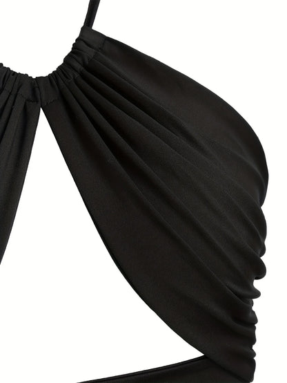 Europe and the United States solid color hanging neck small tube top hollowed out umbilical slim hot girl suspender vest