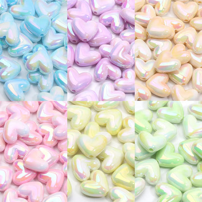 10pcs 15x17mm Macarons ABS Spacer Beads Gradients Heart Acrylic Beads For Diy Jewelry Making Bracelet Necklace Earrings Pendant
