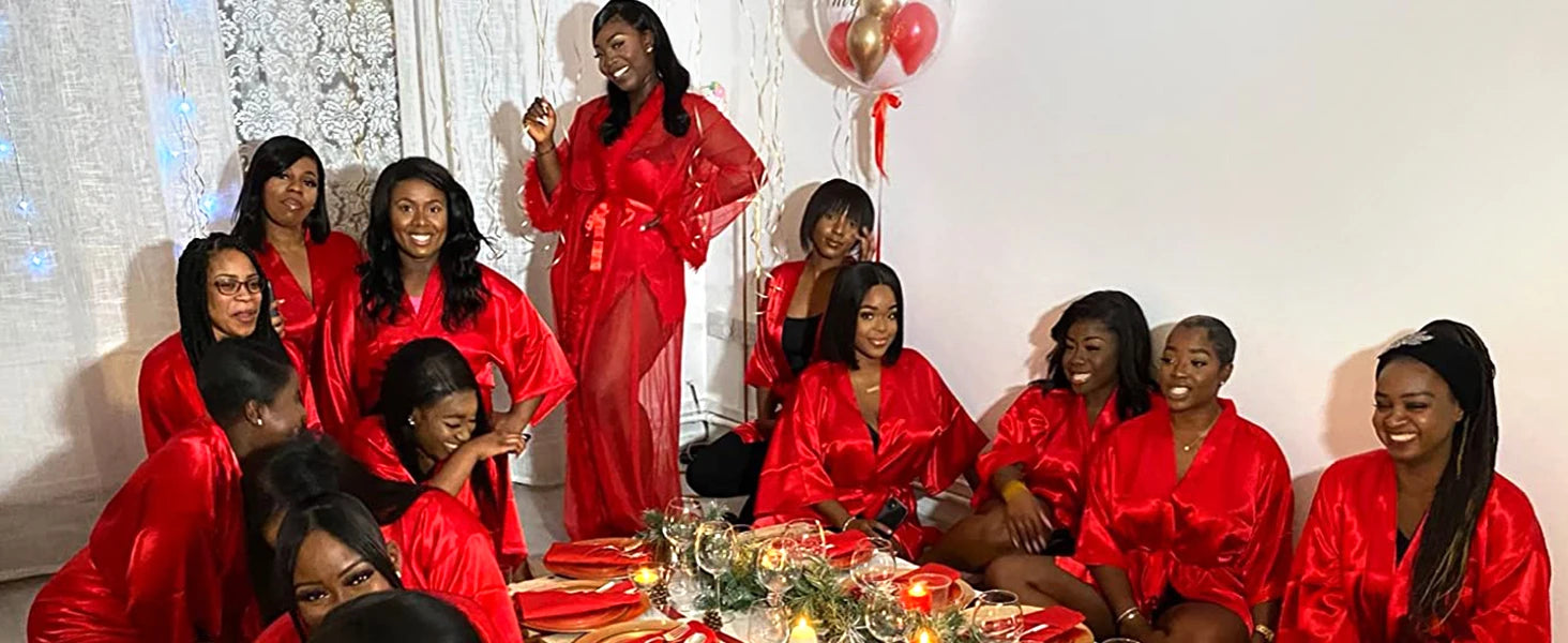 Womens Kimono Robes Dressing Gown Satin Bathrobe Nightdress Short Style Bridal Robe