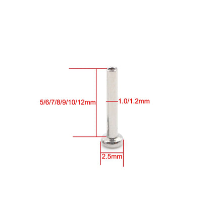 Alisouy 1PC G23 Titanium Internally Threaded Labret Shaft Lip Replacement Flat Bar Ear Tragus Stud Earring Body Piercing Jewelry A 2.5mm