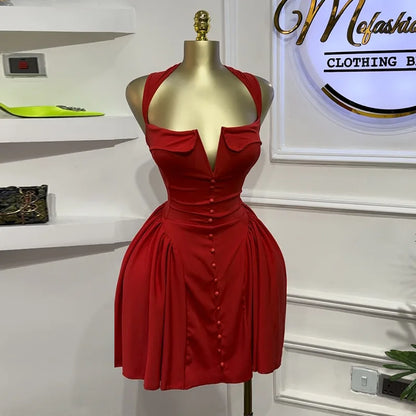 CM.YAYA Women Strapless Sleeveless Pleated Mini Dress 2025 Spring Sweet Sexy Birthday Evening Night Party Vestidos Dresses