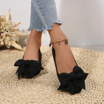 Women's Bowtie Decor Soft Sole Ballet Flat Shoes 2025 Trend Comfort Slip On Loafers Woman Plus Size 42 Non Slip Casual Shoes