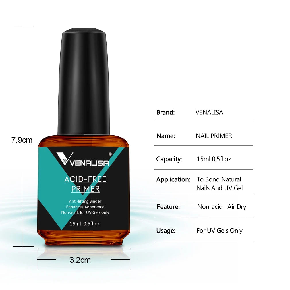 Venalisa 15ml Nail Prep Dehydrator Fast Dry Acid-Free Primer Bond Natural for Builder Jelly Gel Nail Gel Polish Color GelVarnish
