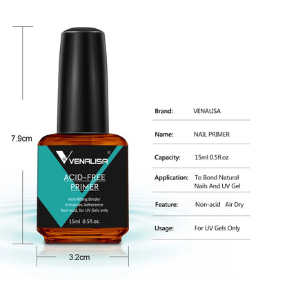 Venalisa 15ml Nail Prep Dehydrator Fast Dry Acid-Free Primer Bond Natural for Builder Jelly Gel Nail Gel Polish Color GelVarnish