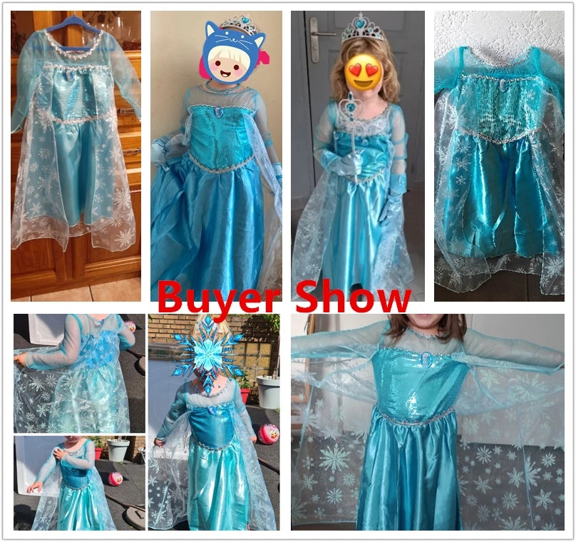 Elsa Dress for Girls 3-10Y Birthday Role Elsa Princess Dress For Kids Halloween 2024 Carnival Easter Party Cosplay Girls Costume