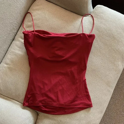 Women With Built In Bra Spaghetti Strap Tanks Summer Camis Tank Casual Tops  For Woman Solid Color Female Korean Style Badiee Stylez