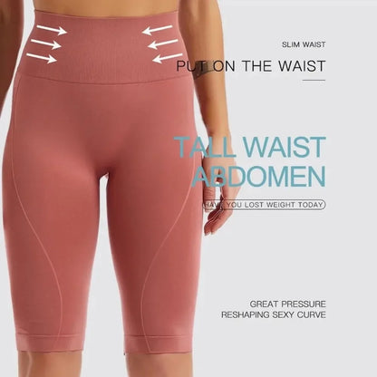 High Waist Sports Biker Shorts Women Naked Feeling Workout Push Up Leggings Tummy Control Yoga Running Fitness Gym Slim Pants