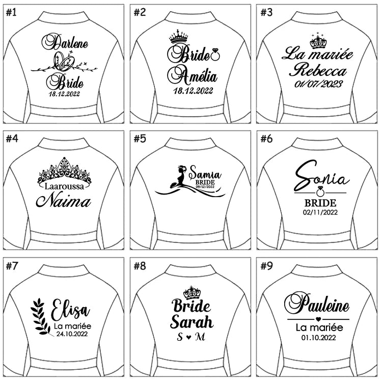 Personalized name Women Kimono Bathrobe Bride Bridesmaid Wedding Robe Set Lace Trim Sleepwear Casual Home Clothes Nightwear