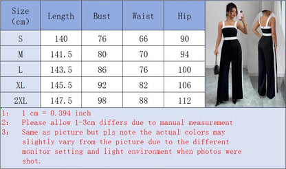 Women's Casual Black Jumpsuit White Contrast Trim Square Neck Great for City Nights Social Gatherings Fashionable Wear Badiee Stylez