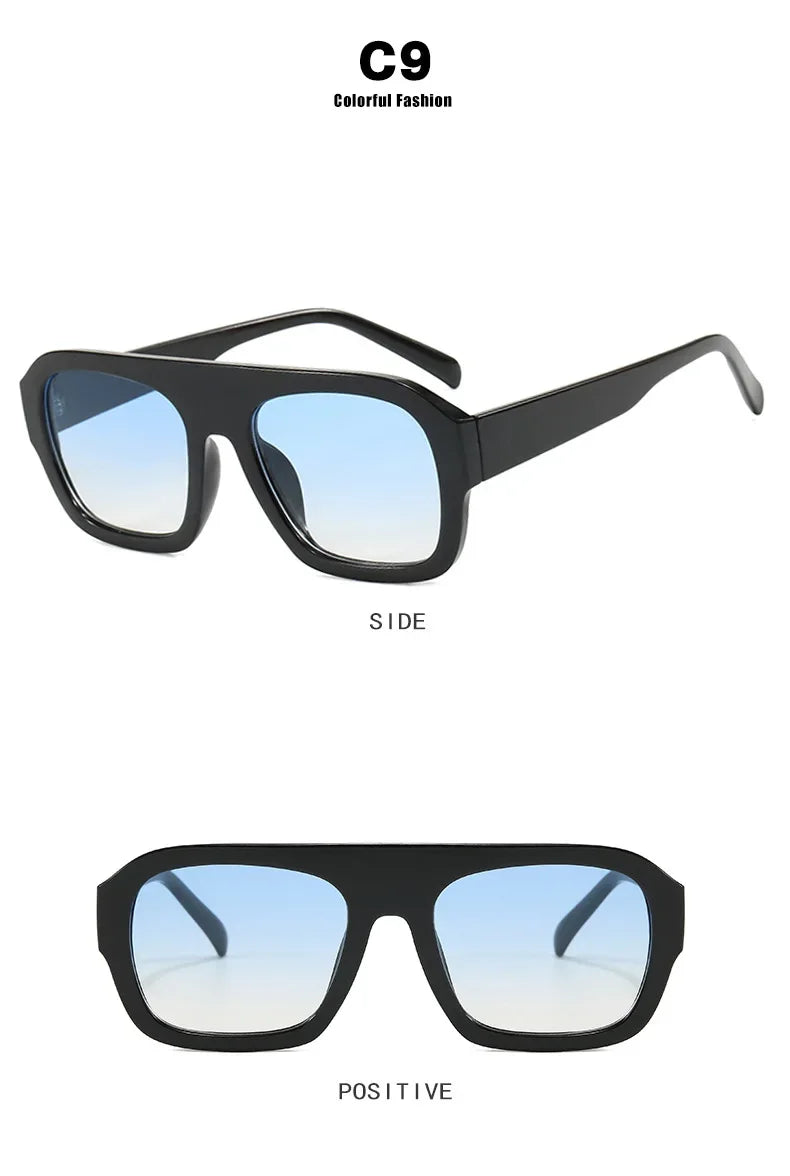 JNPCXI Fashion Square Women Sunglasses Shades UV400 Retro Leopard Tea Candy Color Gradient Men Punk Sun Glasses