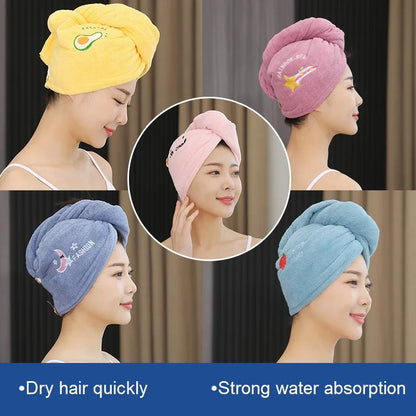 1pc Quickly Dry Hair Hat Super Absorbent Soft Bathroom Women Head Towels Girls Cute Hair Towel Hair Dry Wrap Bonnets Badiee Stylez