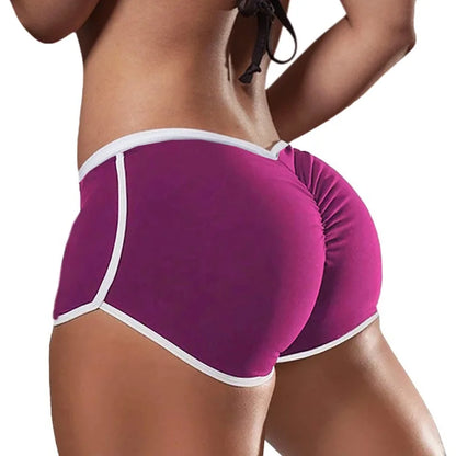 Women Summer Sports Fitness Skinny Slim Shorts Causal Yoga Shorts Shorts Low Waist Stretchy Gym Clothing Short Pants purple