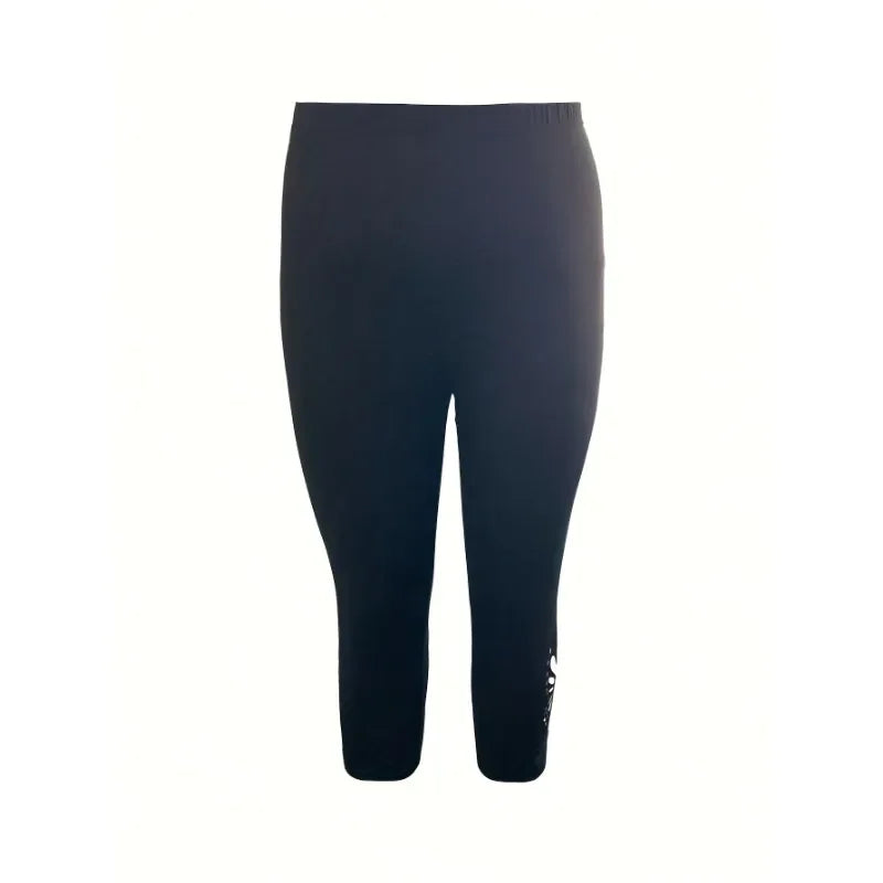 Plus Size Fashion Women's Solid Color Tight Ladies Casual Comfort Leggings Women's Tight Pants Seven-point Leggings