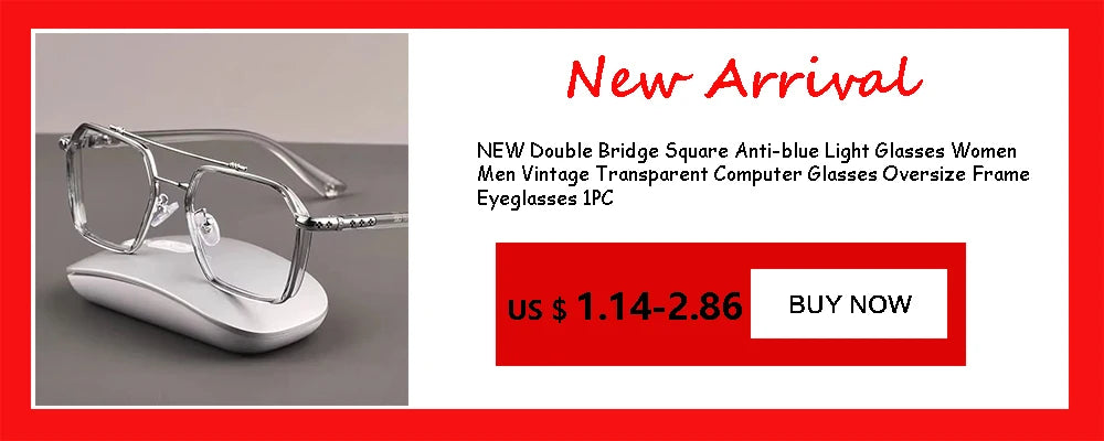 2024 Oversized Square Glasses Anti Blue Light Glasses Large Frame Myopia Glasses Flat Light Glasses Transparent Eyeglasses Badiee Stylez