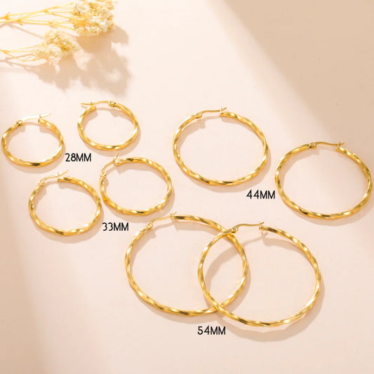 Cazador Geometric Twisted Hoops Earrings Women Real Gold Plated Stainless Steel Earrings Trend 2025 Jewelry Party Birthday Gift Badiee Stylez