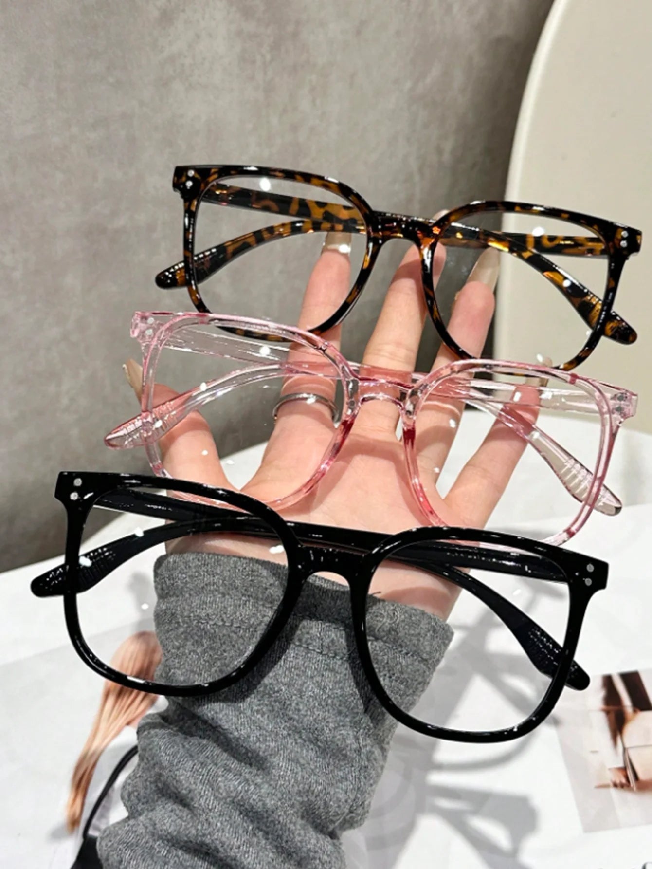 1Pc/3Pcs/4Pcs/6Pcs European and American Classic Popular Square Frame Glasses Set Men's and Women's Fashion Glasses Badiee Stylez