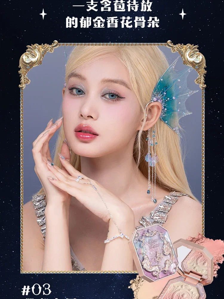 Flower Knows Cheek Blush Moonlight Mermaid Tri-Color Gradient Blusher in Matte Finish Vegan Cruelty Free Private Label Makeup