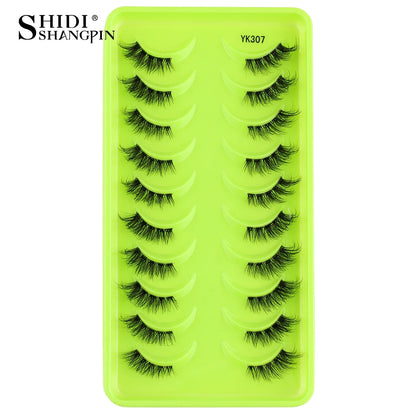 SHIDISHANGPIN 5/10Pairs False Lashes Cat Eye Eyelashes Eyelash Extension 3D Mink Half Lashes Natural Makeup faux Cils maquiagem 10 Pairs YK307