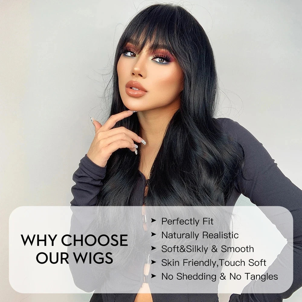 Blonde synthetic wig with straight bangs Ladies Cosplay wig High temperature silk wig set with big waves and long curly hair