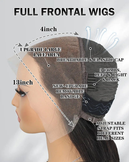 200% Density Hd Lace Front Wigs Human Hair Straight 13x4 Full Frontal Real Large Lace Wig 15A Grade 100% Virgin Human Hair