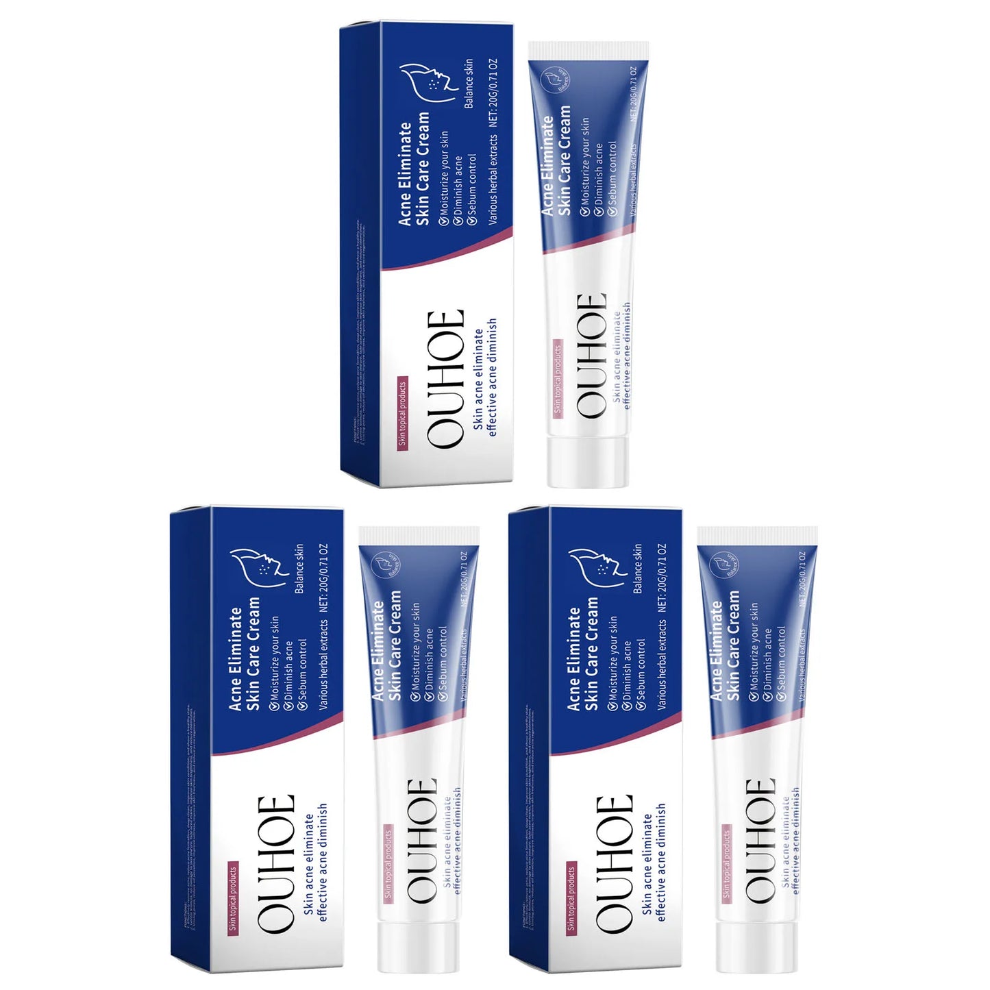 Pimple Acne Treatment Face Cream Nourish Balance Oil Control Refreshing Repairing Pimple Remover Acne Removing Cleansing Cream 3x20g boxed