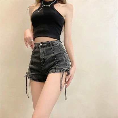 Korean Style Sexy Tight Women's Denim Shorts Designer New In Streetwear Design Y2k Harajuku Low Price Female Short Jeans Pants