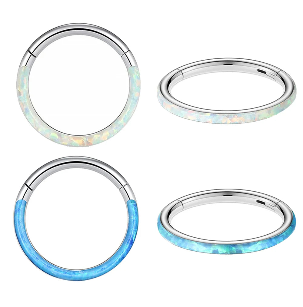 New Titanium Septum Piercing Nose Ring 8-10mm Opal Hinged Segment Clicker Ear Cartilage Earrings Helix Lip Piercing Body Jewelry