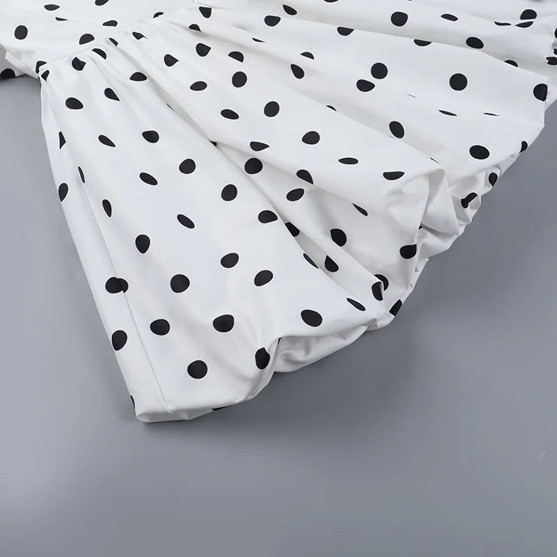 TARUXY Polka Dot Vacation Mini Dress For Women High Waist A-line Ball Gown Dress Sleeveless Halter Neck Female Summer Fashion