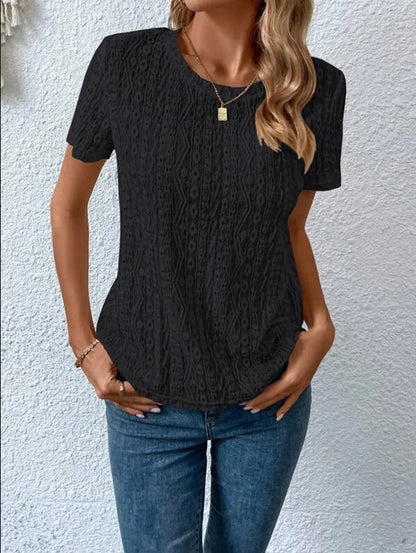 Summer Solid Short Sleeve Hollow Out Casual Shirt Women Fashion White Tops Blouse Sexys Mujer Blusas Elegantes Finas Para Mujer