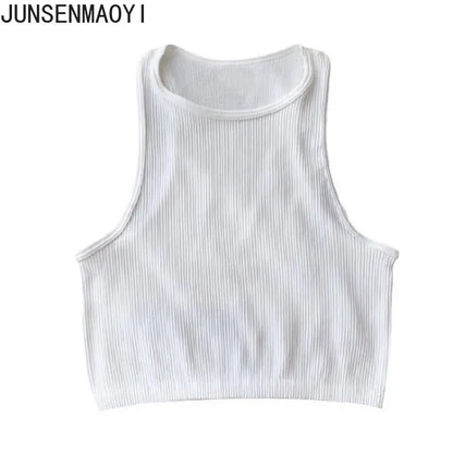 DIY Print Customize Sleeveless Vest Women's Summer High Waist Short Crop Top Fitness Running Yoga Clothes Slim Fast Dry Clothes white