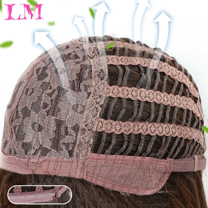 LM Long Silky Straight Synthetic Wigs with Bangs Black Cosplay Party Lolita Hair Wigs for Women Natural Heat Resistant Wig