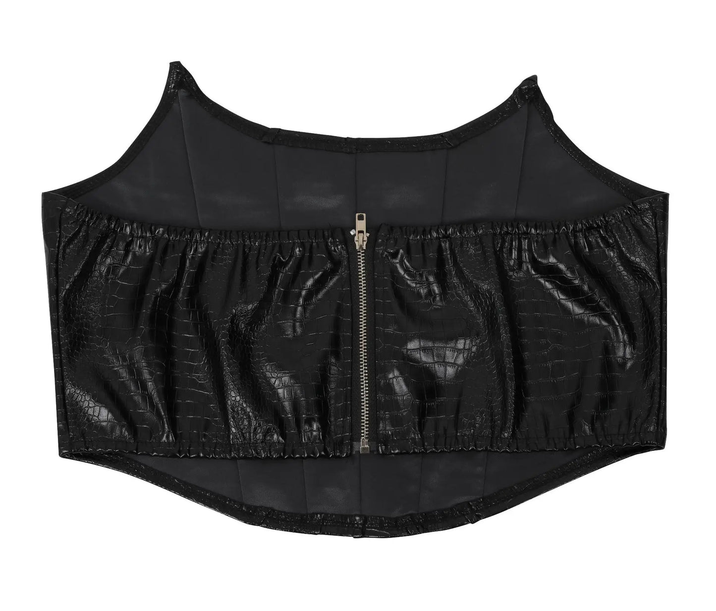 HBLL Women's Green Corset Cut-Out Cargo Sexy Sleeveless Jumpsuits PU Leather Matching Set Sexy Clubwear 2 Piece Outfits