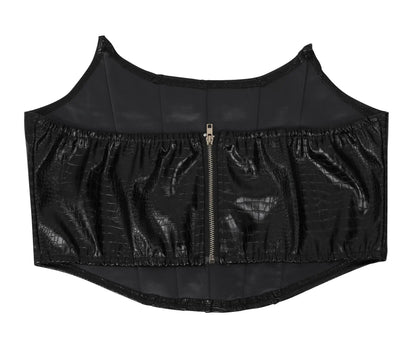 HBLL Women's Green Corset Cut-Out Cargo Sexy Sleeveless Jumpsuits PU Leather Matching Set Sexy Clubwear 2 Piece Outfits