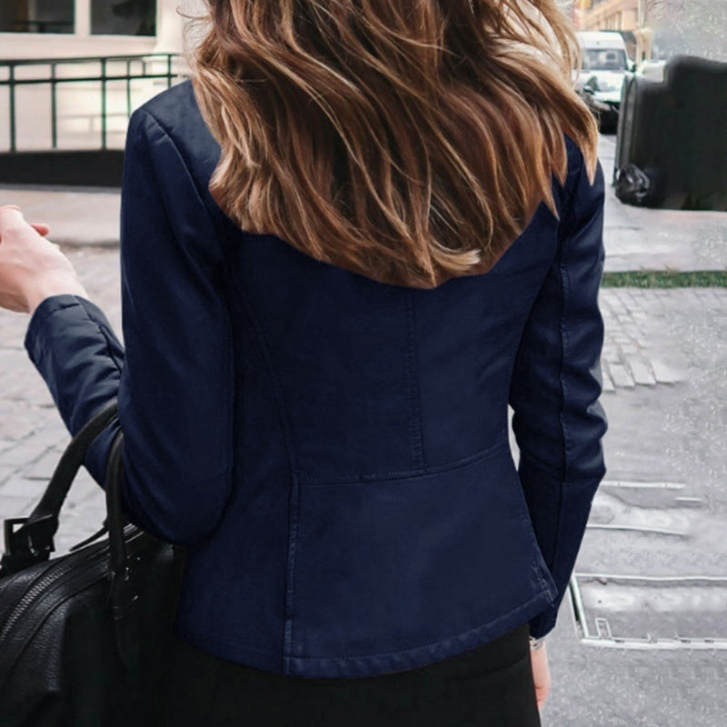 Slim Fit Faux Leather Jacket Women Classic Moto Biker PU Leater Jacket Spring Autumn Basic Zipper Coat Outerwear Badiee Stylez