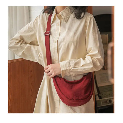 Women Crossbody Bag Casual Nylon Half Moon Shoulder Bags Large Capacity Lightweight Travel Women's Bag