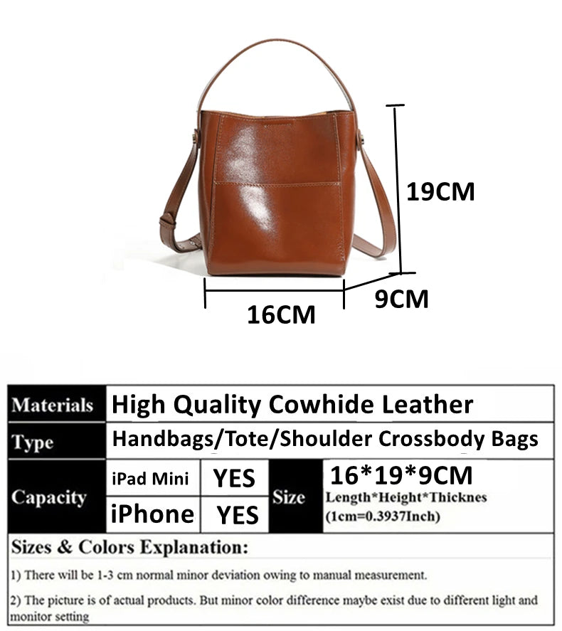 Toptrends Korean Style Bucket Genuine Leather Shoulder Bags For Women 2025 Luxury Designer Crossbody Purses Tote Ladies Handbags