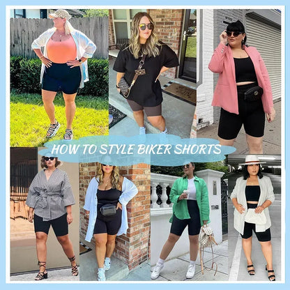 Women's High-Waisted Yoga Shorts Plus Size Workout Leggings with Dual Pockets Stretch European Style Activewear for Gym & Casual