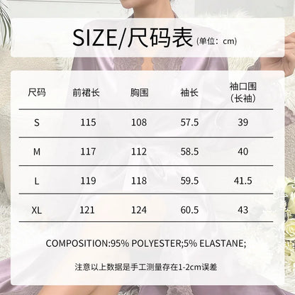 New Long Bathrobe Sexy Lace Light Luxury Long Sleeve Velvet Robe Bathrobe Bathrobe Home Wear