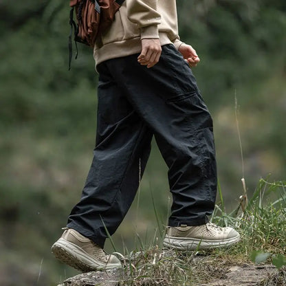 Autumn Cargo Pants Men 2024 100% Nylon Safari Style Solid Double Side Pockets Men Pants Outdoors Tourism Men Clothes Black